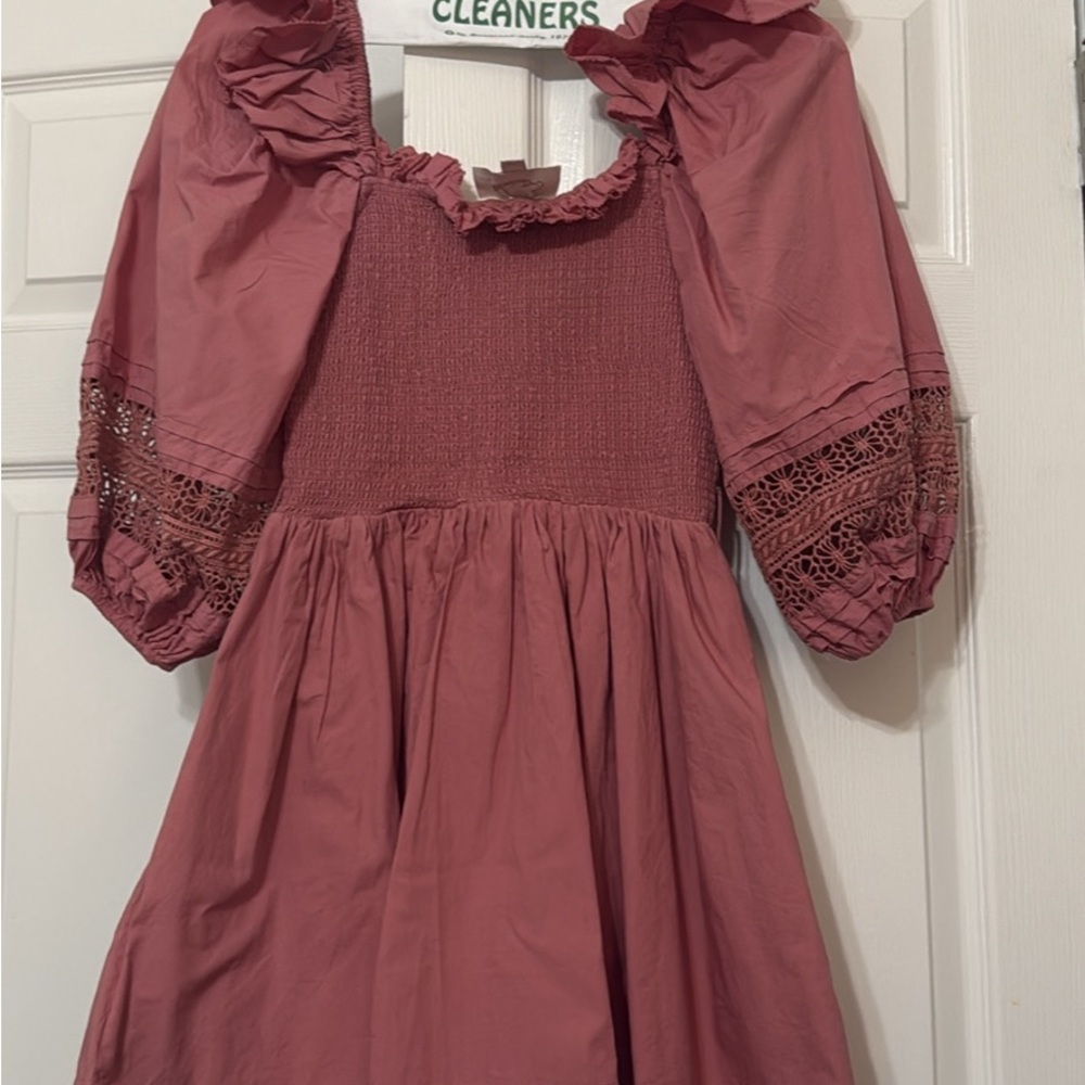 Cleobella Rose Pink puff sleeve dress XS